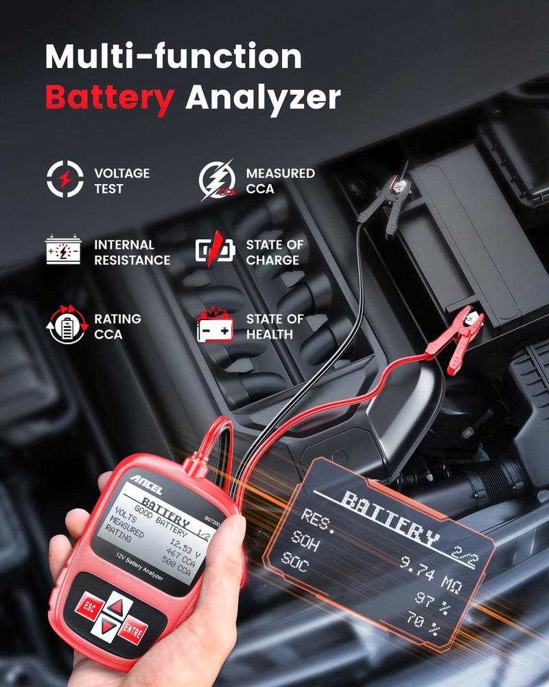 ANCEL BST200 12V Car Battery Tester Load Charging Cranking Test Digital Analyzer