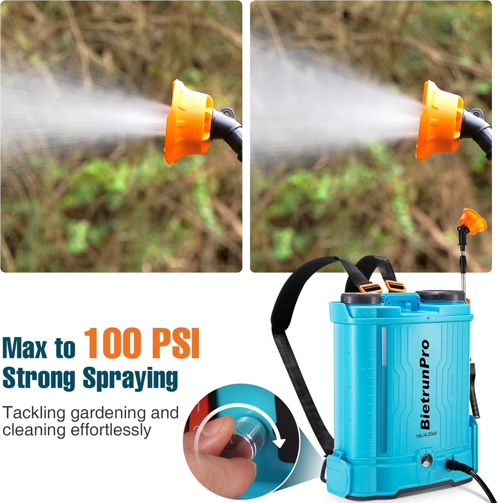 4.2 Gallon Battery Powered Backpack Sprayer with Auto Mixing, 4H Continuous Spra