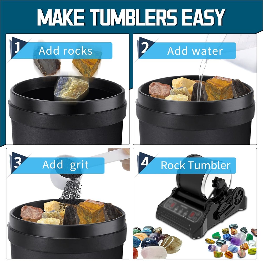 Rock Tumbler Grit Set, Polish Refill - 4 Basic Step...