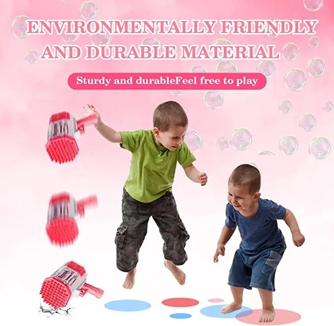 69 Holes Rocket Bubble Gun Kids Automatic Soap Bubble Blower w/ Lights