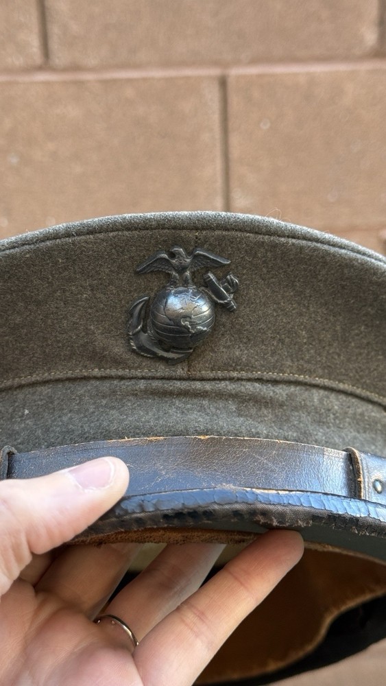 Vintage WWII U.S. USMC Visor Cap With Eagle EGA Marines