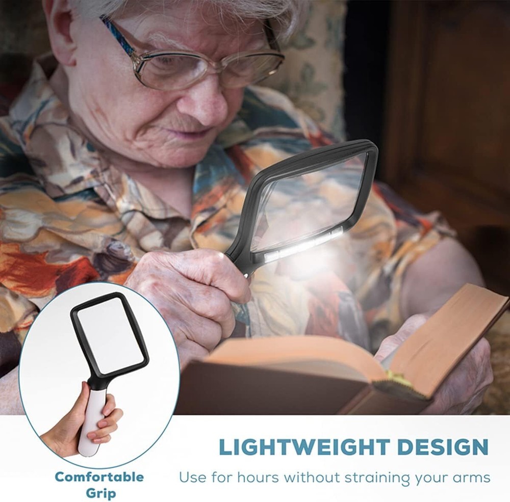 Folding Handheld Magnifying Glass with Dimmable LED Light - 3X Reading Magnifier