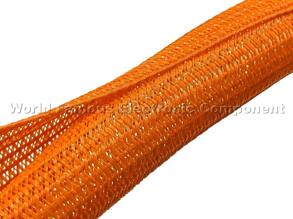 1/2" Orange Split Braided Cable Sleeving , Split Loom , Wrap -USA