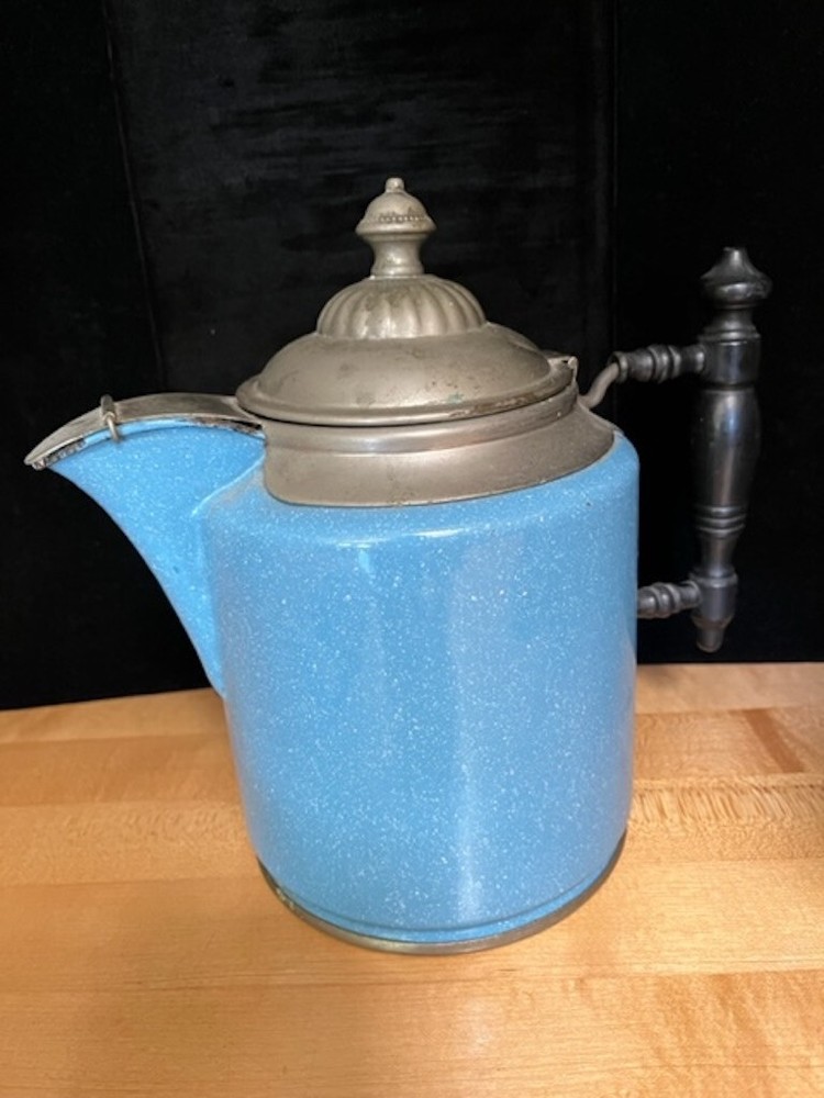 Vintage Blue  Graniteware  Coffee Pot