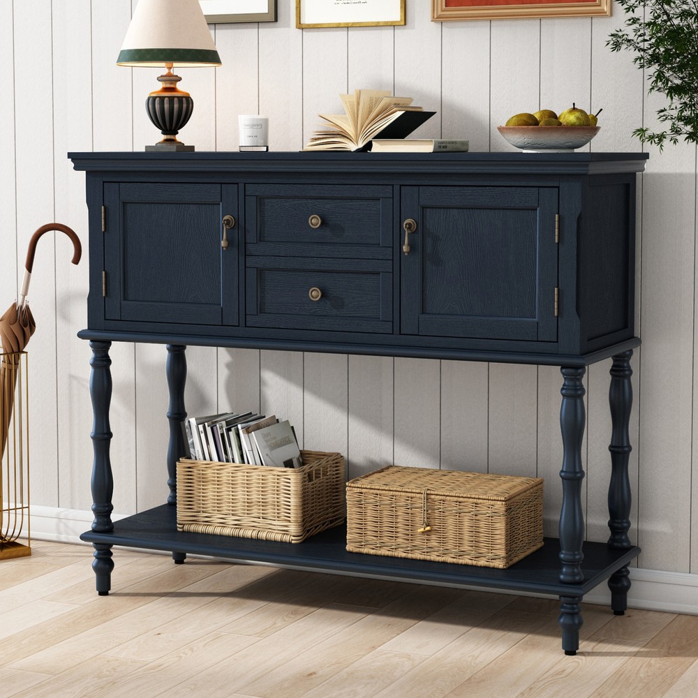 Sideboard Storage Dining Buffet Cabinet Console Table with Shelf&Drawers Blue