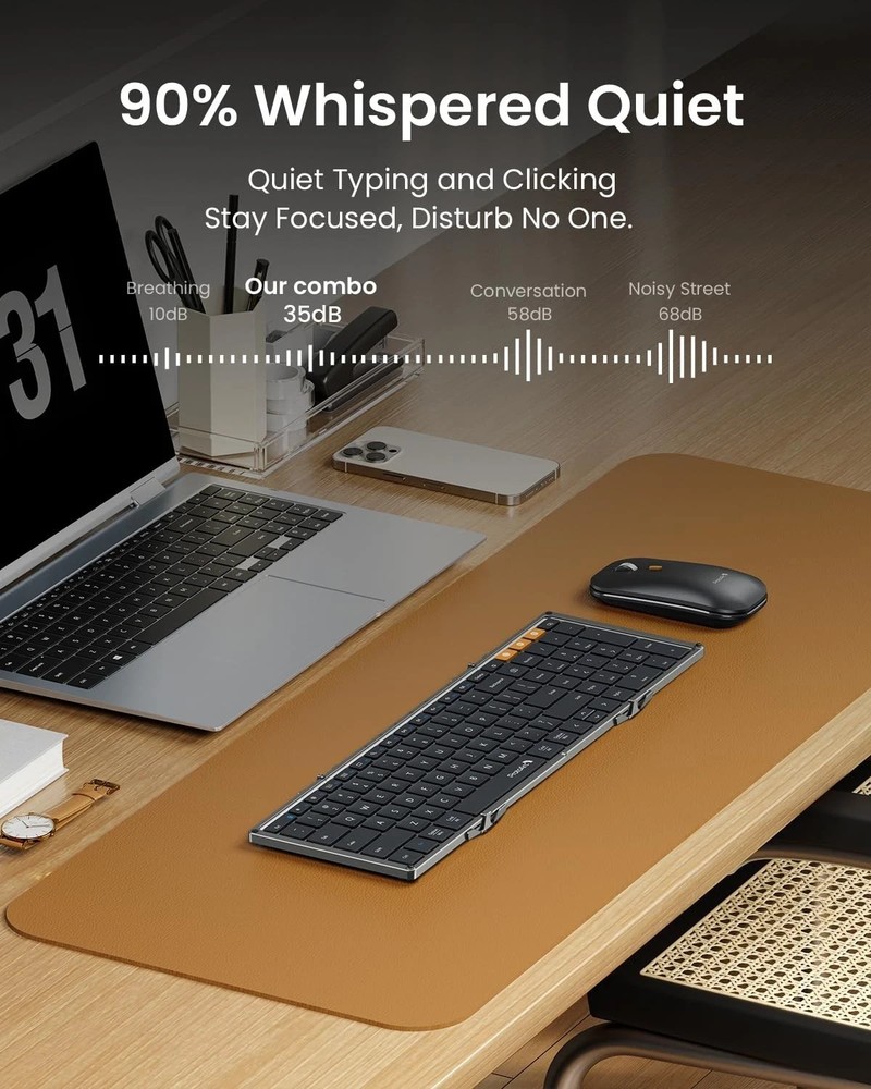 ProtoArc Foldable Keyboard and Mouse XKM01 True Full-Size Folding Keyboard Mo...