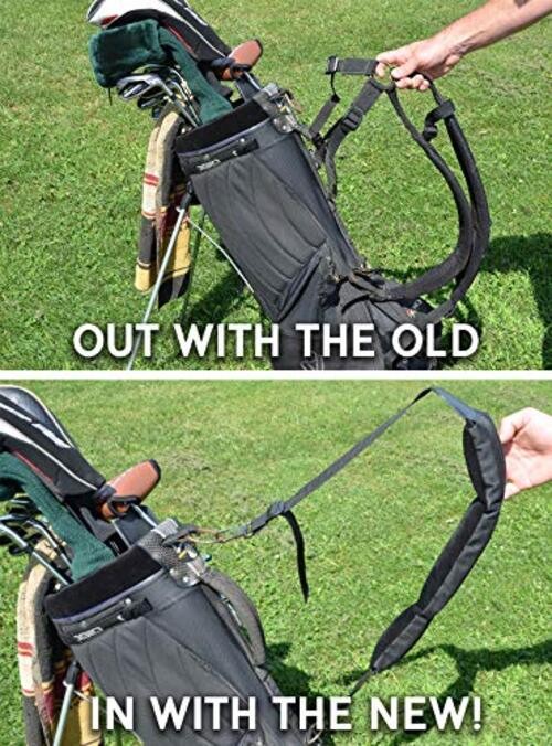 Single Adjustable Golf Bag Padded Shoulder Strap Replacement, Black