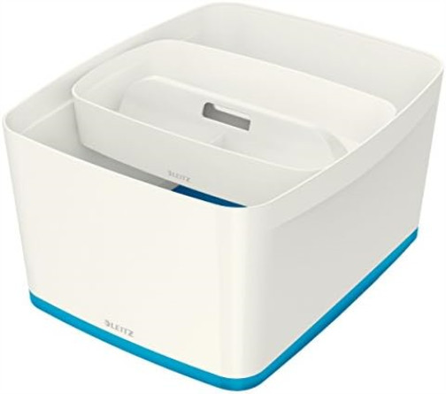Leitz 18 Litre Storage Box with Lid, waterproof ABS, Blue Metallic
