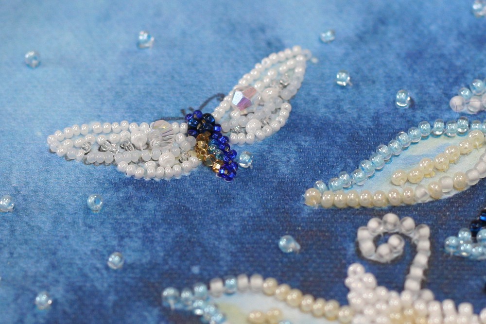 Bead Embroidery Kit DIY "White magic" Beaded Needlepoint Craft Set