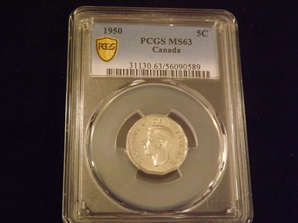 1950    5 C         Canada         SILVER          PCGS   MS 63