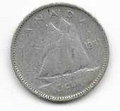 Canada 1951  10 cent  Dime Circulated