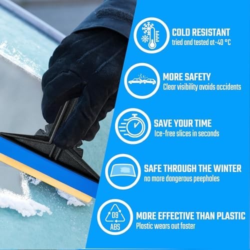 Efficient Brass Blade Car Ice Scraper - 2 Pack Windshield Scrapers for Winter Us