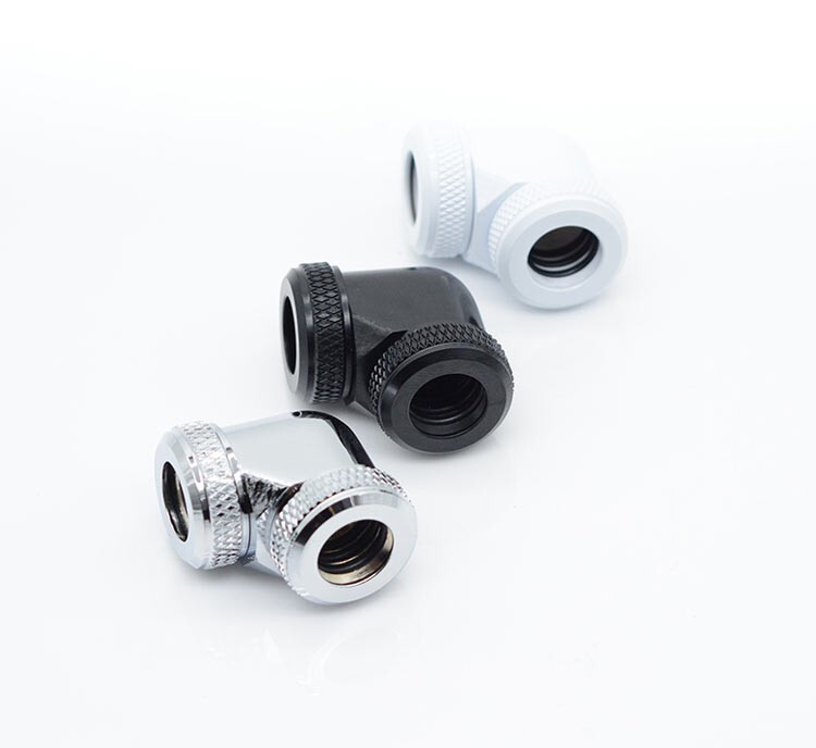 FreezeMod 90 Degree Angle Dual 12mm Compression Fitting Multi-Link Adapter Black