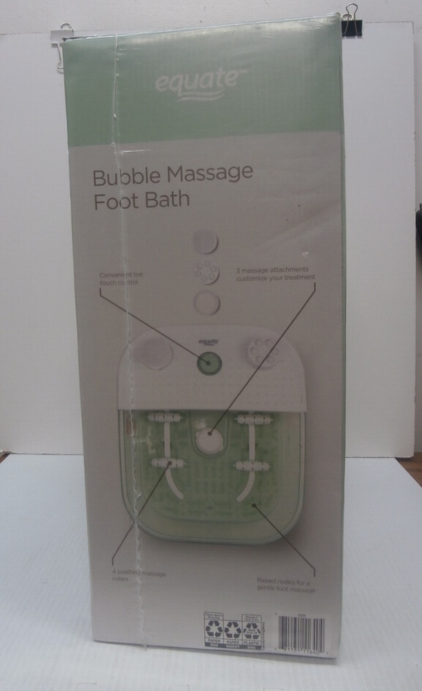 Equate Bubble Massage Portable Spa Foot Bath Massager w/Toe Touch Control