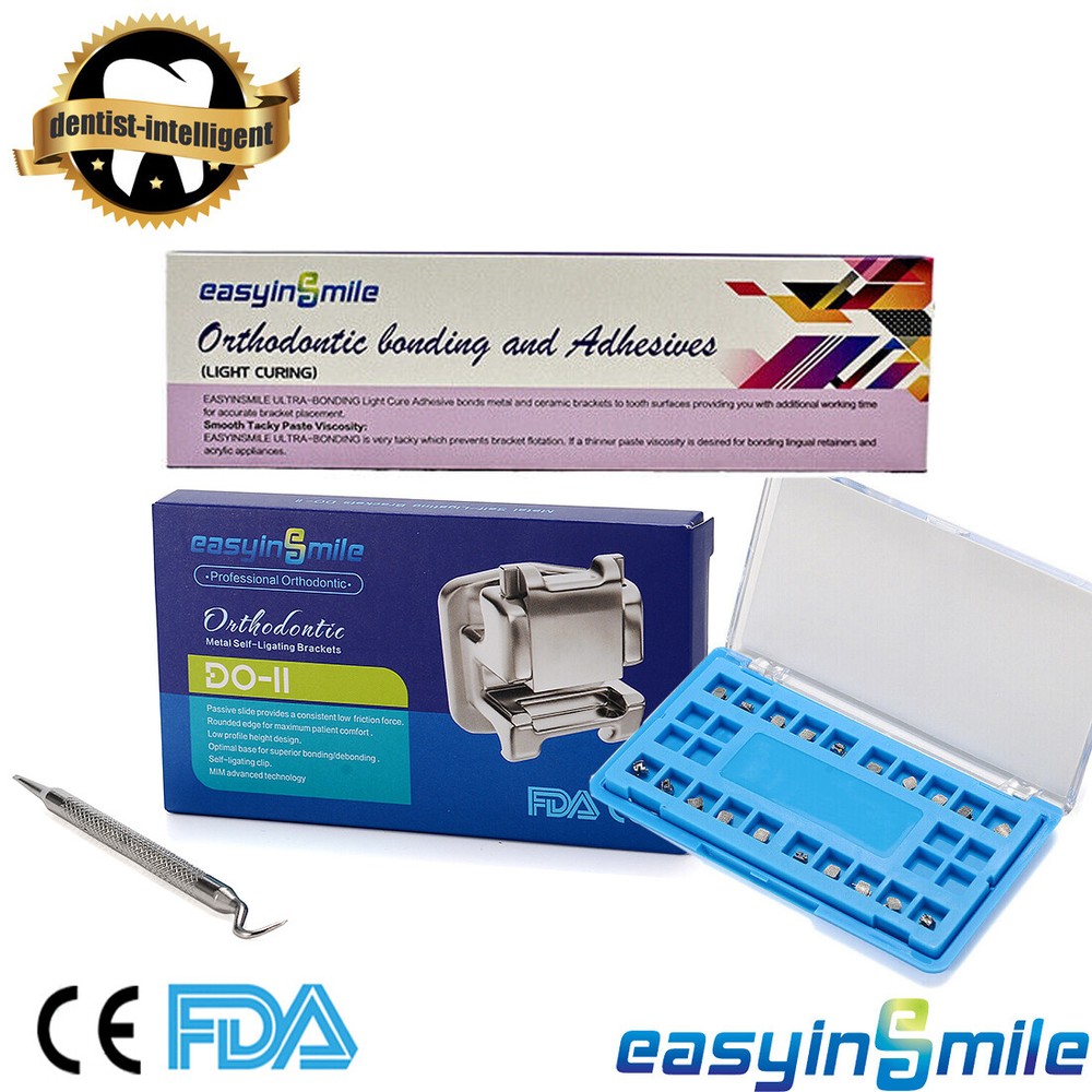 Dental Orthodontic Brackets Adhesive Bonding Kits Light Cure Self-ligating Brace