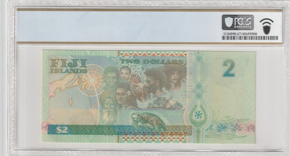 Fiji 2000 2 Dollars PCGS Certified Banknote UNC 67 PPQ Pick 102a
