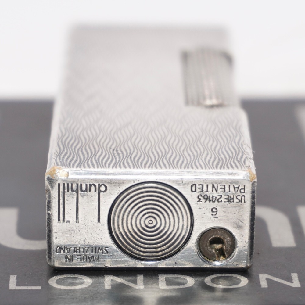 Dunhill Rollagas Lighter Silver CHEVRON Pattern-Ultrasonically cleaned_Working