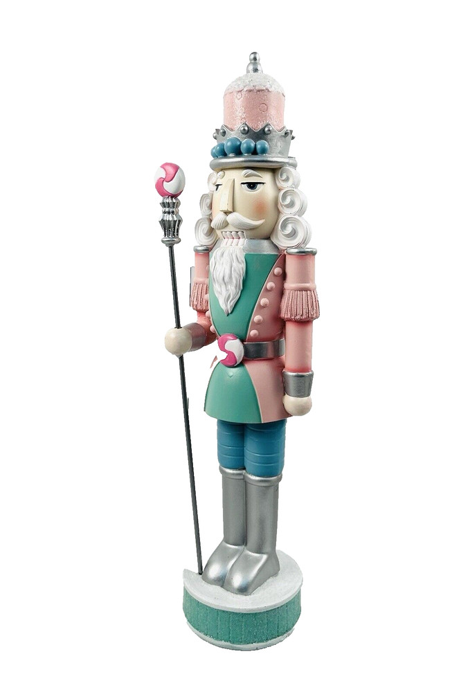 Christmas Pastel Pink & Green Candy Nutcracker 18" Peppermint Square NEW