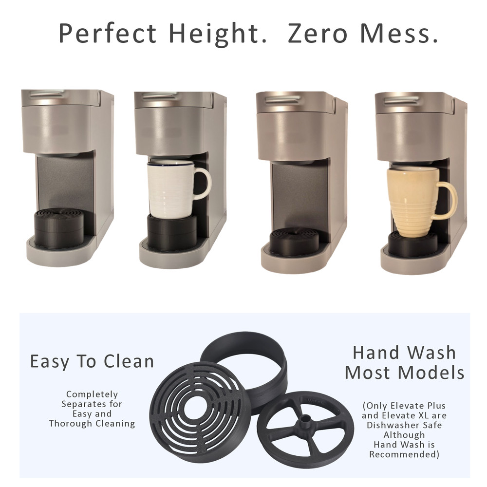Anti-Splash Adjustable Coffee Cup Stand Accessory for Keurig Coffee Makers Black