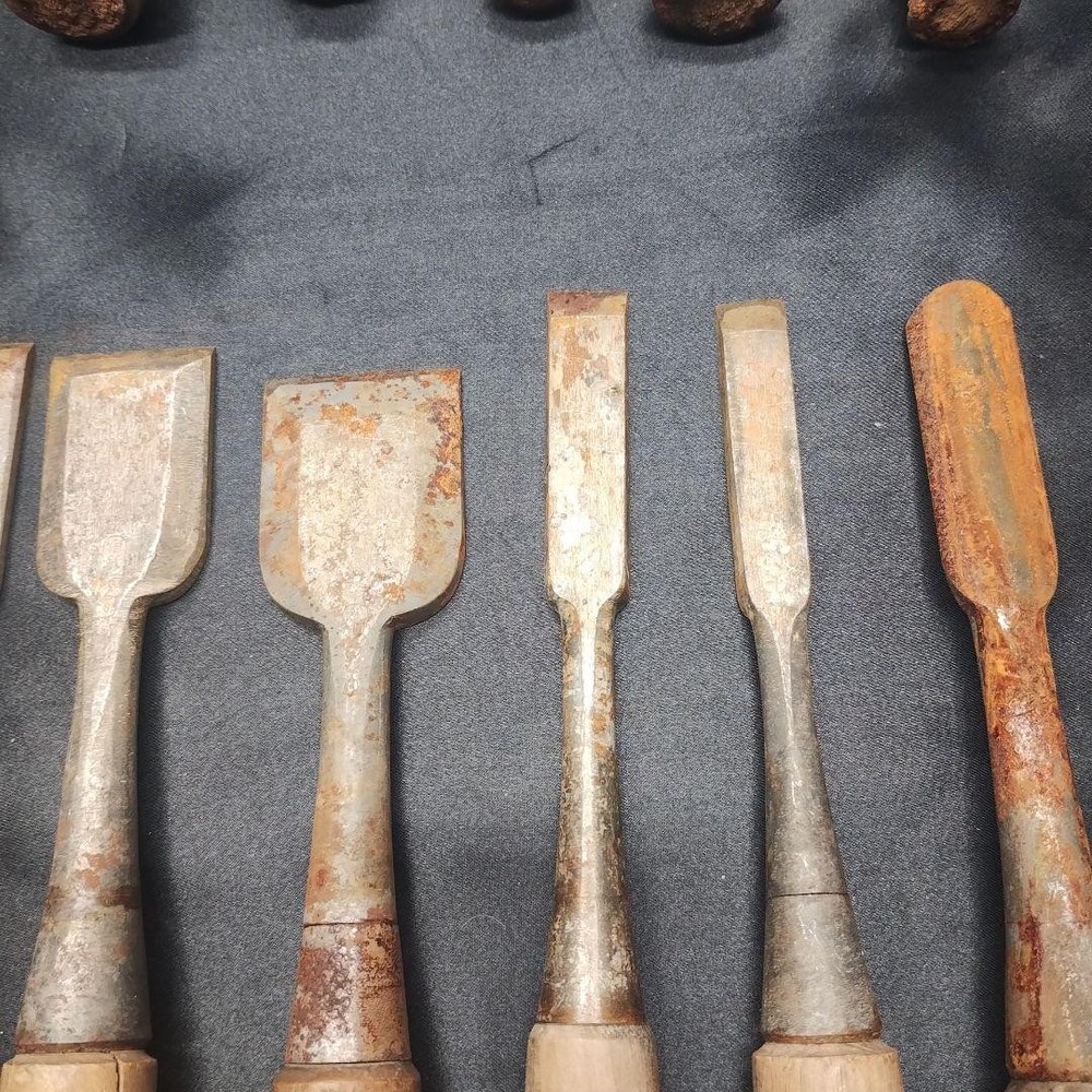 Chisels 19 Piece Set Hand Tools Vintage Used 19pc Sharpened Assorted Metal