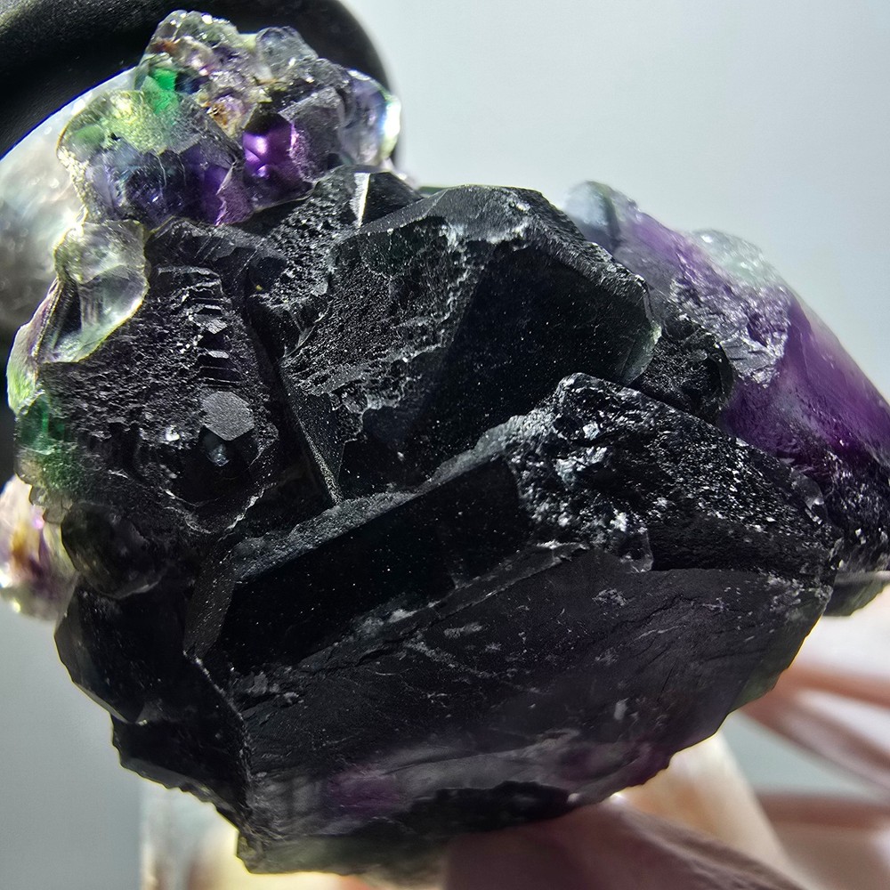 Phantom Fluorite Cube, hexagonal specimen, green purple blue Okorusu, Namibia
