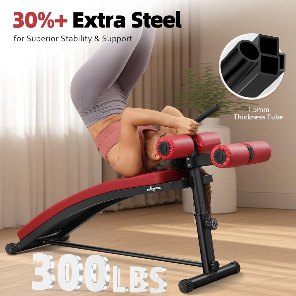 Professional Sit-Up Bench with 4 Adjustable Heights and Reverse Crunch Handle, A