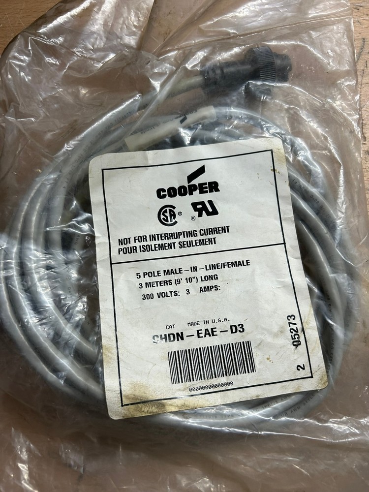 Cooper Crouse-Hinds CHDN-EAE-D3 Double Ended Cordset -NEW IN PACKAGE