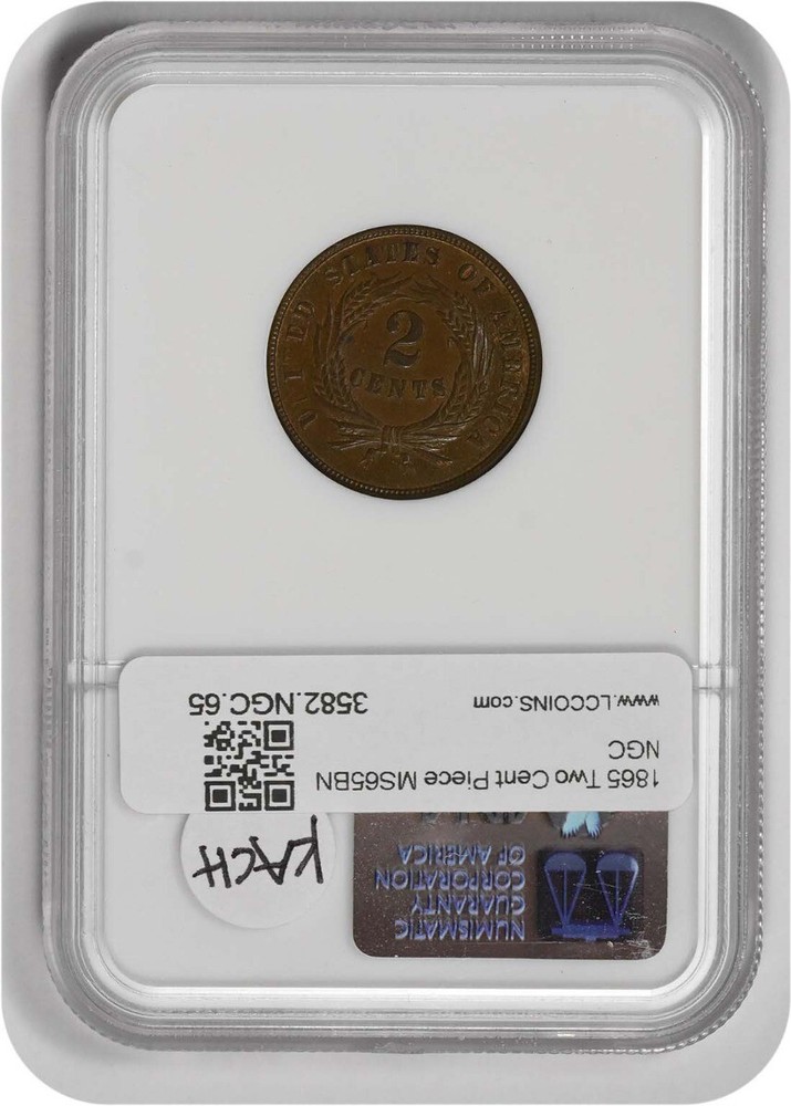 1865 Two Cent Piece MS65BN NGC