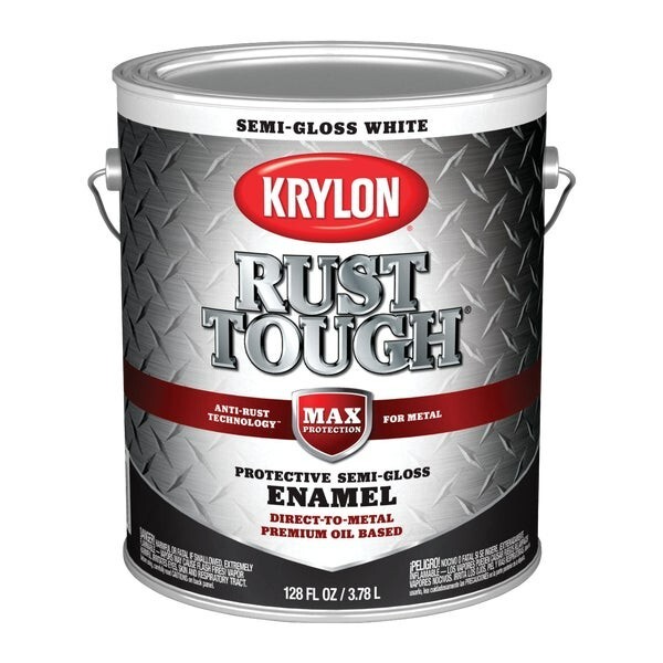 (1)-Krylon Rust Tough Oil-Based Semi-Gloss Rust Control Enamel, White, 1 Gal.