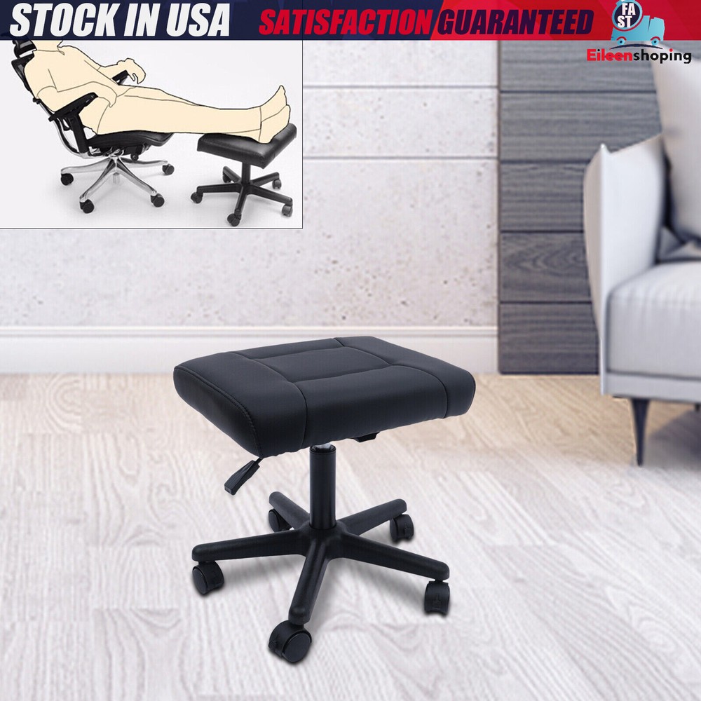 Office Foot Stool with Wheels, Height Adjustable Rolling Leg Rest Adjustable