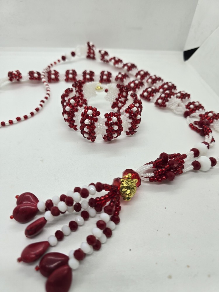 Set de collar e idde orisha Chango Deluxe Tejido