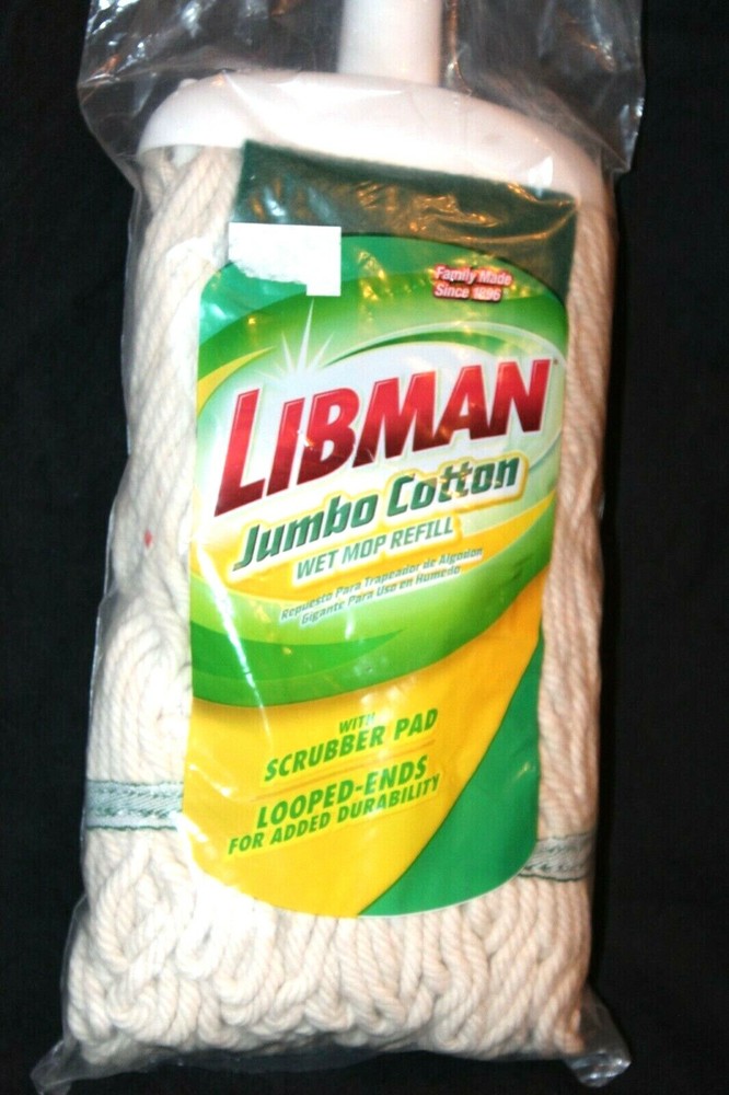 Libman Jumbo Cotton Wet Mop Refill w/ Scrubber Pad #00130