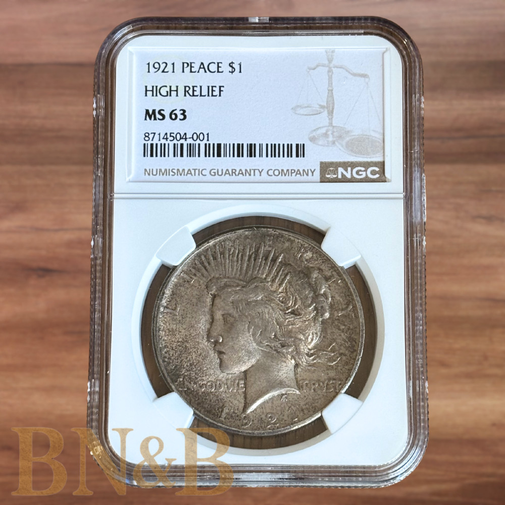1921 Peace Dollar High Relief NGC MS63