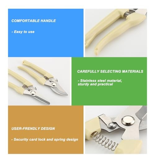 2Pcs Professional Pruning Shears (Include 1 Bypass Pruning Shears and 1