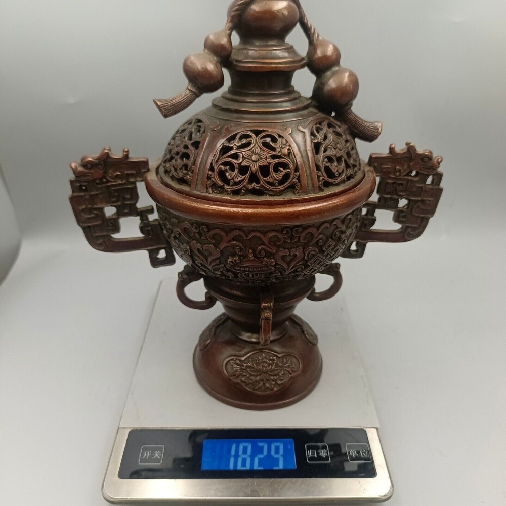 Ruyi Ear Gourd Covered Copper Incense Burner Collect