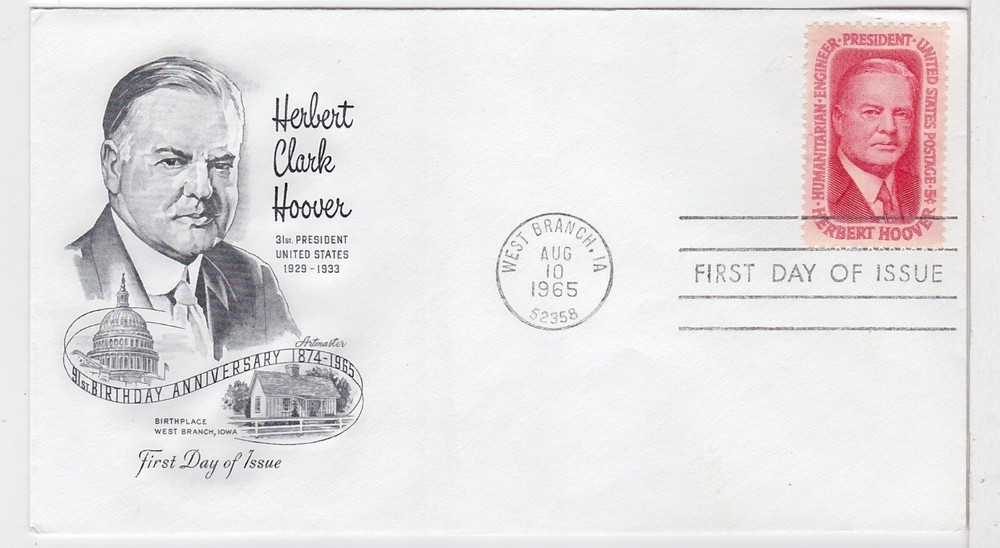 TurtlesTradingPost- Herbert Hoover #1269 - 1965 - FDC Artmaster Cachet