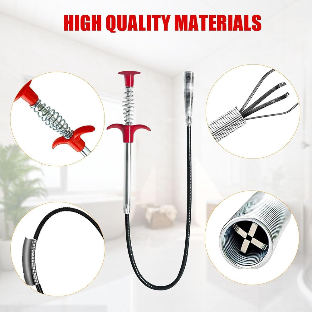 2-Pack Drain Snake & Clog Remover Tool (35'' & 79'') - Gutter Cleaning Tools Fle