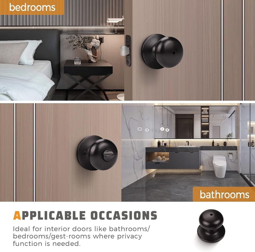 KNOBWELL 4 Pack Privacy Locking Door Knob, Interior 4 Pack, Lock