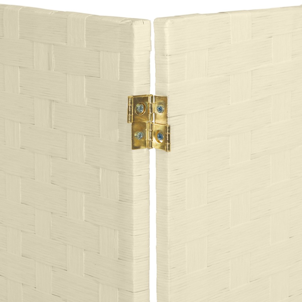 2 ft. Short Woven Fiber Folding Screen - 8 Panel - Cream