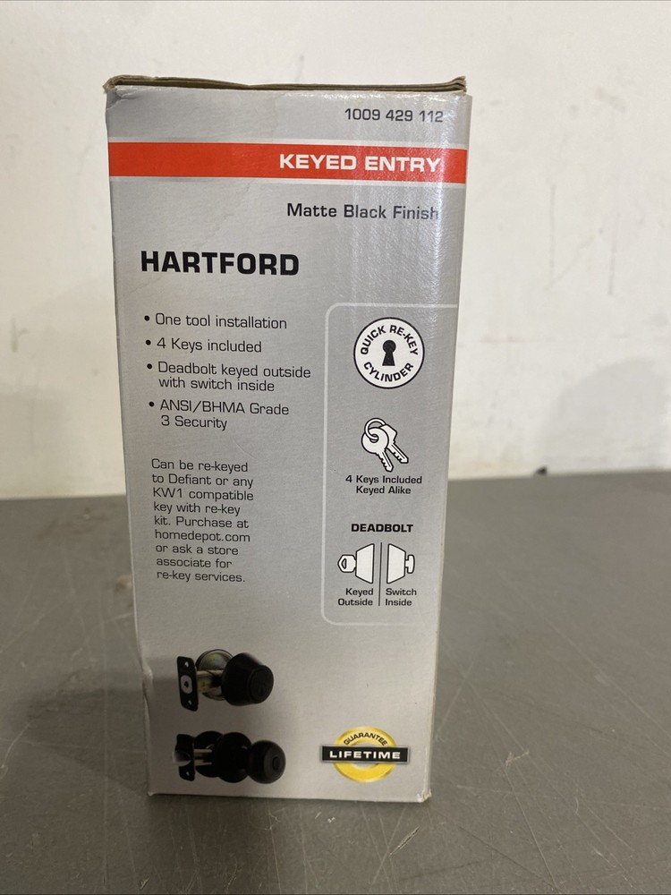 Defiant Hartford Matte Black Single Cylinder Combo Pack