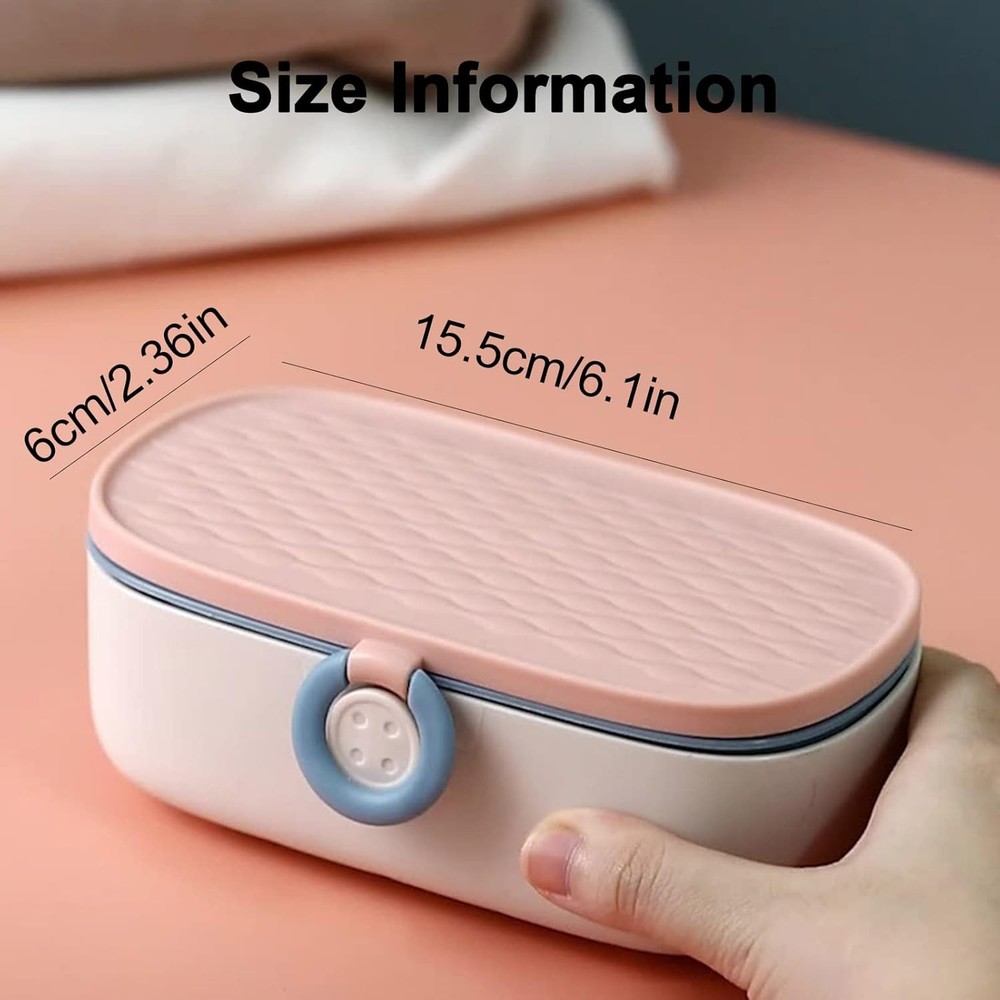 Portable Sewing Kit for Adults – Pink Plastic Box with Needle & Thread