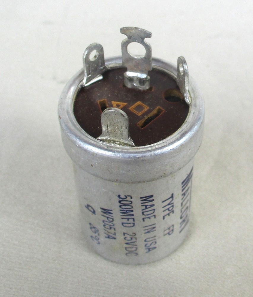 Mallory Type FP 500 UF 25 V Electrolytic Capacitor Tested NOS