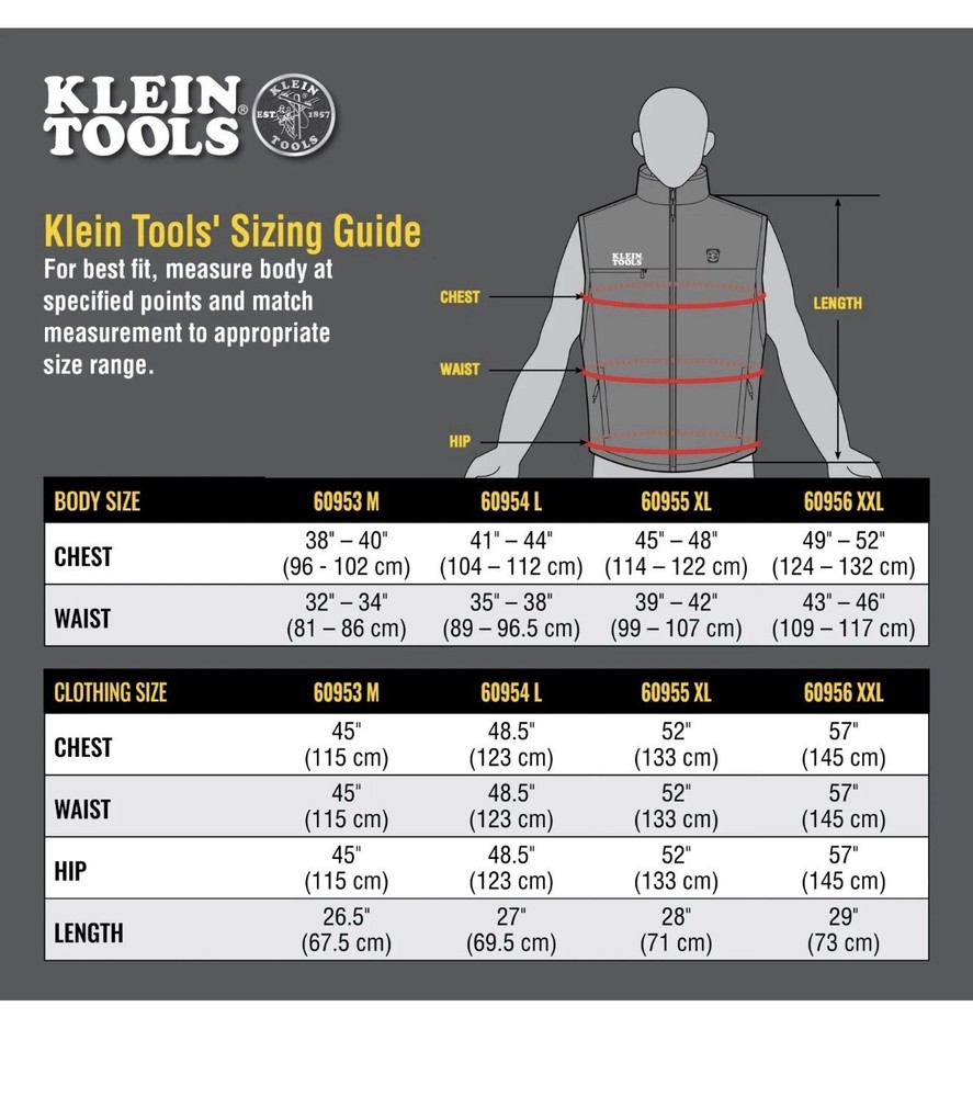 Klein Tools 60953 Heated Base Layer Vest, Medium