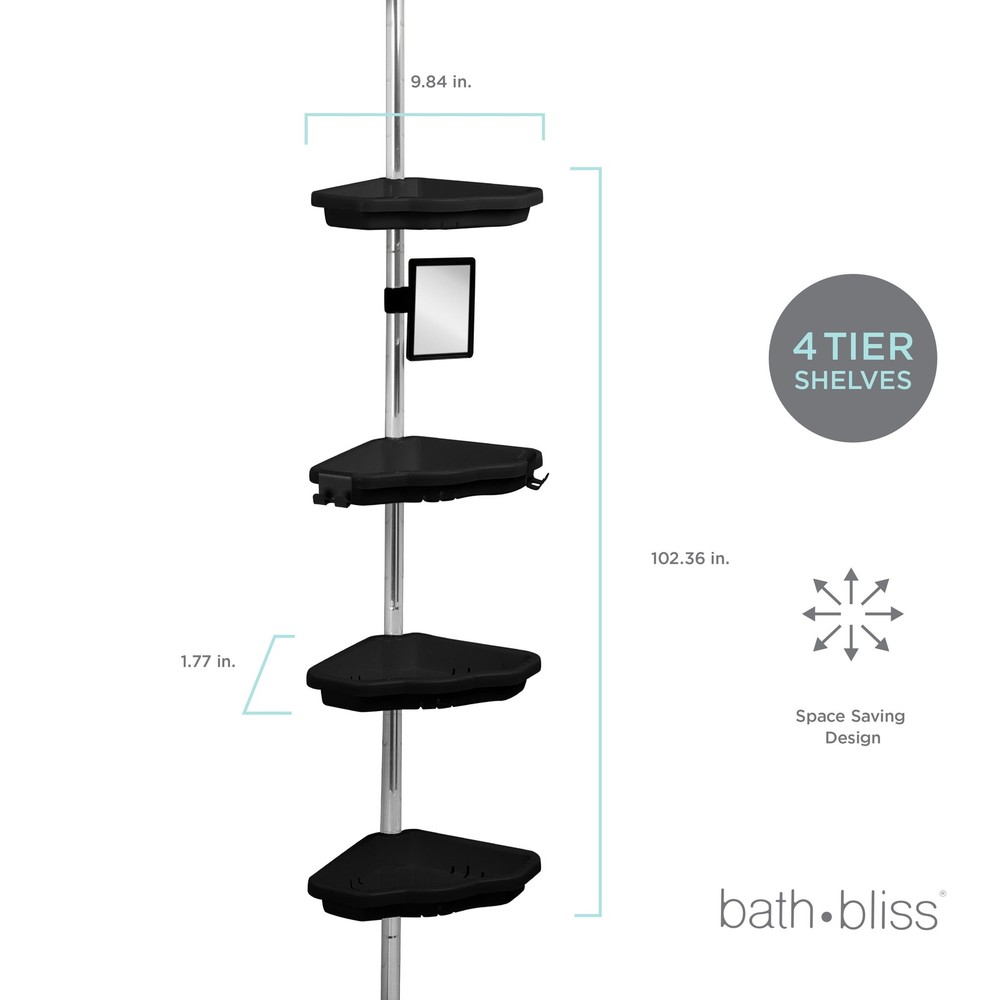 4 Tier Corner Shower Organizer in Black