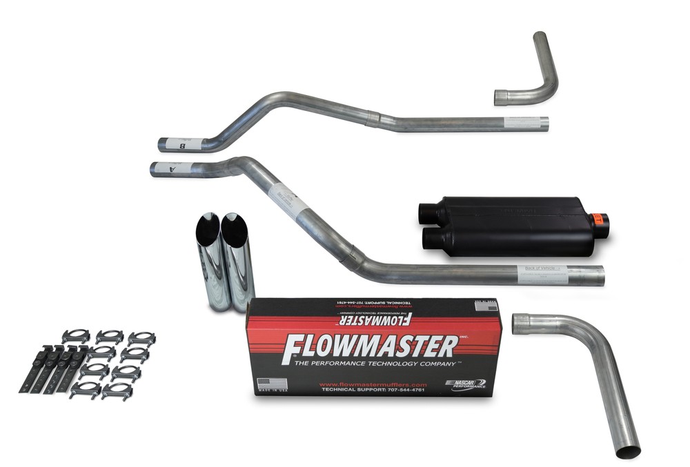 Chevy Blazer 92-94 2.5" Dual Exhaust Kits Flowmaster 50 Slash Tip Side Exit