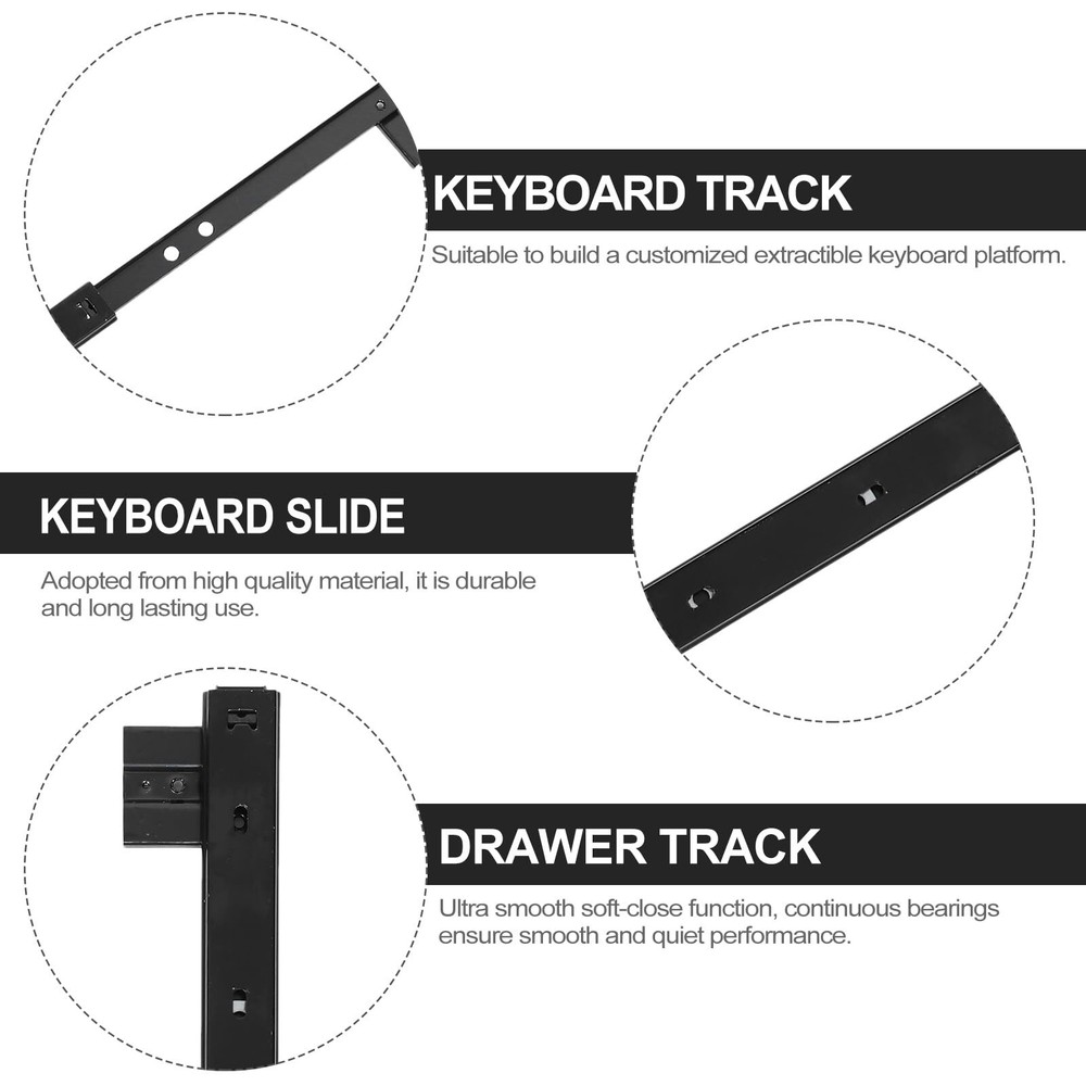 Veemoon 1 Under Desk Keyboard Rails Computer Accessories Adjustable Keyboard ...