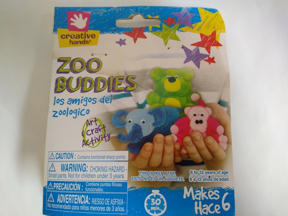 Craft Kit Pom Pom Zoo Buddies Elephant Monkey Bear Creative Hands Makes 6