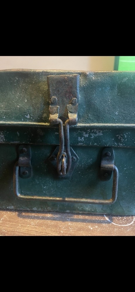 Vintage Green Steel Storage Box / Ammo Box