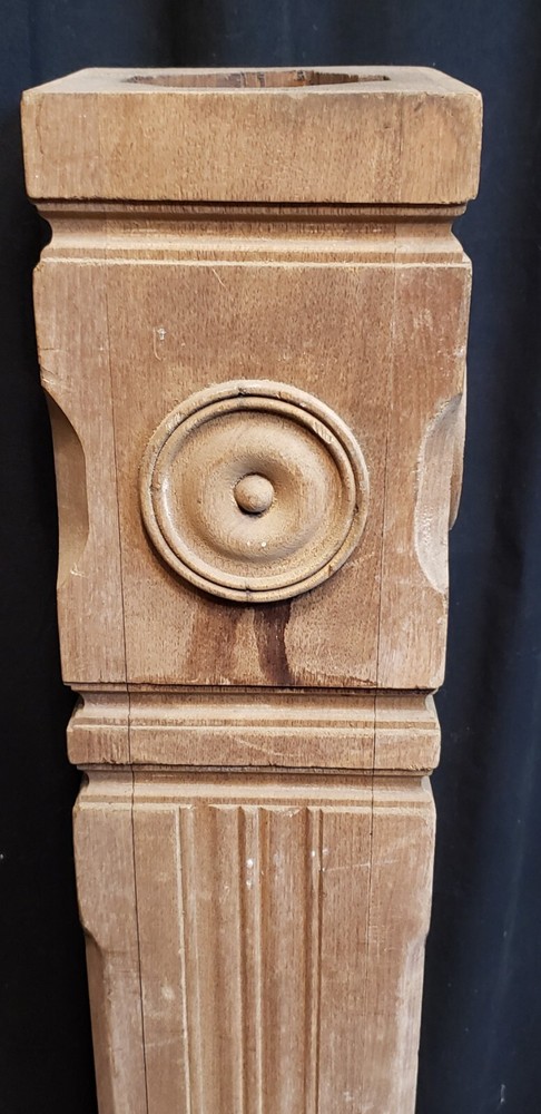 Newly Stripped Solid Walnut Newel Post with Rosettes 47 1/4" x 7" GA9677