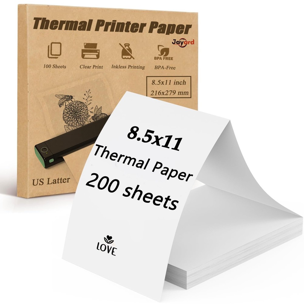 Thermal Printer Paper 8.5 X 11, 200 Sheets Folding 200 Sheets, white